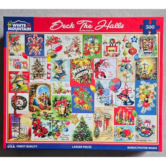 White Mountain Deck The Halls 500 pc Mark Karvon 2024 Complete Preowned - Picture 1 of 6
